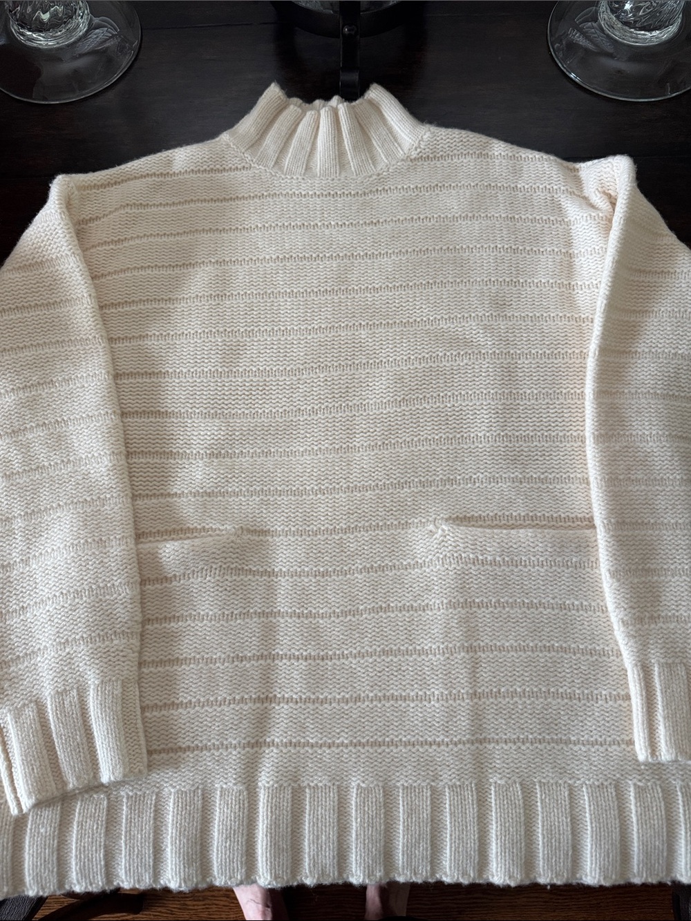 Everlane Cream Turtleneck Knit Sweater with Front Pockets - Woman Size S